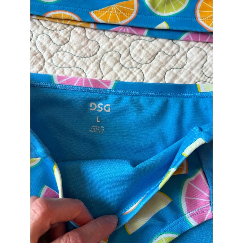 DSG Girls Blue Citrus Fruit Strappy Halter High Waisted Swimsuit‎ Set Size Large
